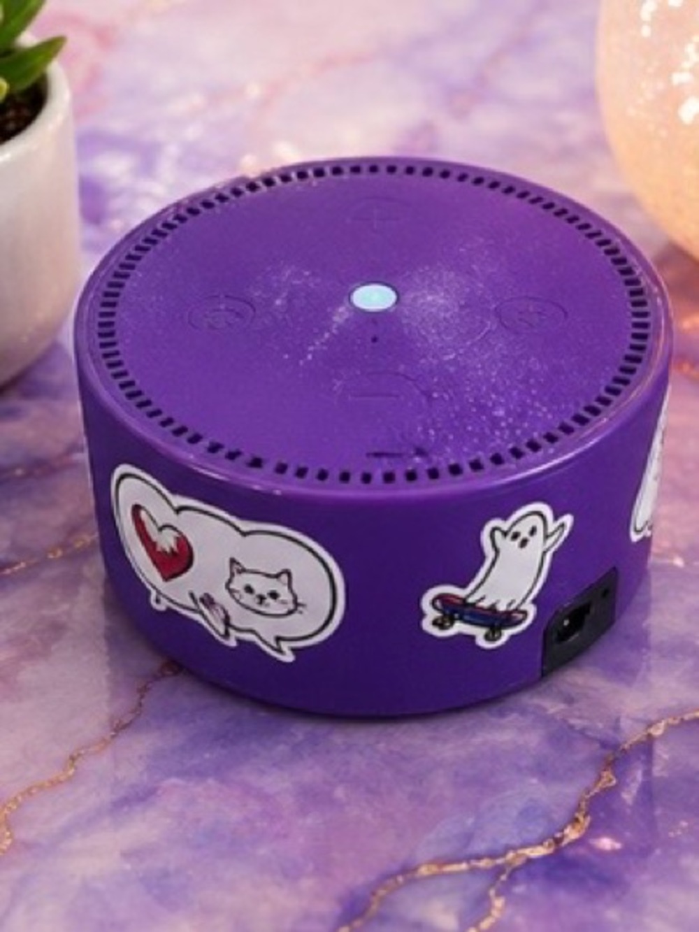 Purple Smart Speaker with Sticker Decor
